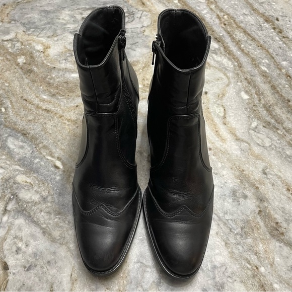 Paul Green Black Leather Boots Pointed Toe 2 inch heel - Picture 2 of 13